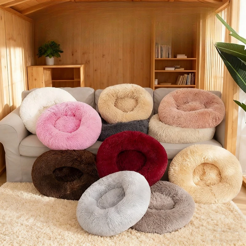 

Plush Round Dog Bed, Cat Bed, Universal Pet Bed for Both Dogs and Cats