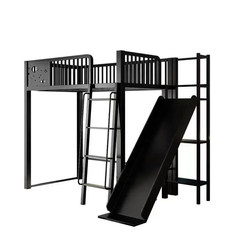 &Children's  Bunk Bed Two-Tier Eco-Friendly Slide Sibling Bed Half-Height Italian Design Portable School Bedroom/Living Room