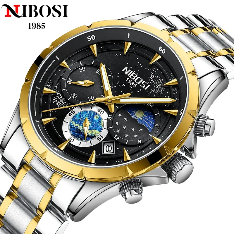 

NIBOSI New Brand Watch Men Waterproof Sports Watches Men's Military Quartz Wristwatch Chronograph Male Clock Relogio Masculino