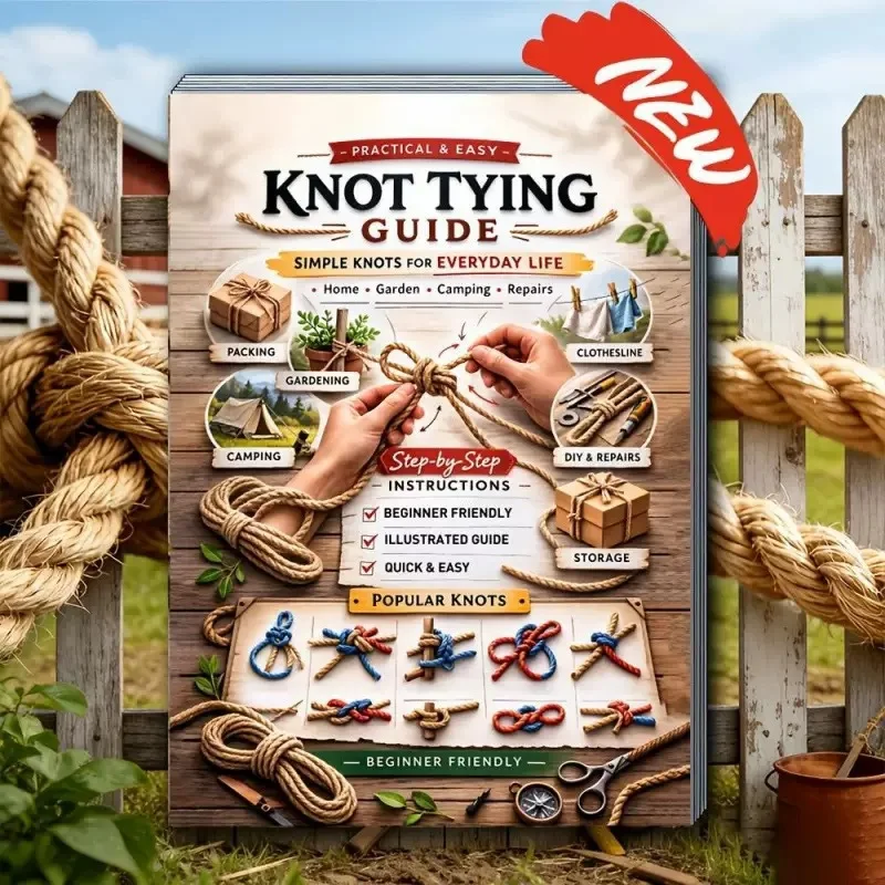 40 Page Practical Knot Tying Guide Book with Step by Step Illustrations for Camping Outdoor Survival Home Gardening Daily Use