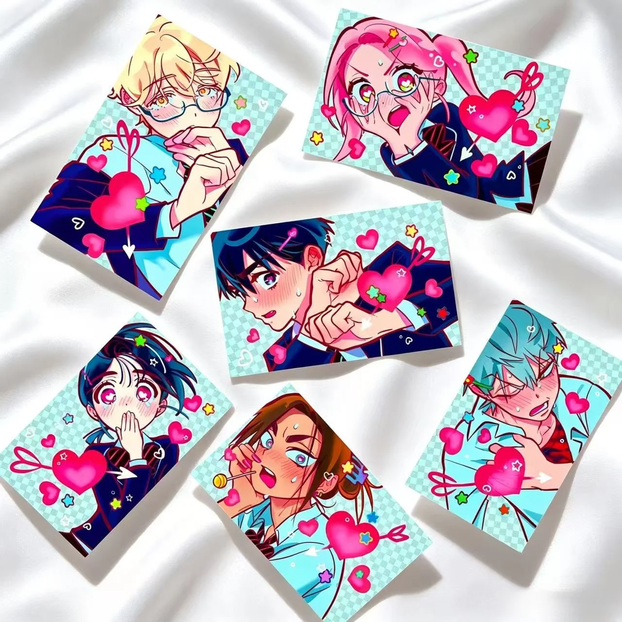 6PCS Anime Character Music Alien Stage Small Cards 3-Inch 54cm*85cm Postcards Collectible Cards from Cartoon Series