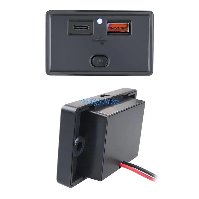 

37JE for Camper Dual USB Socket Outlet Power Adapter with Waterproof Dustproof Cover For 12/24V Car Motorcycle Boat A