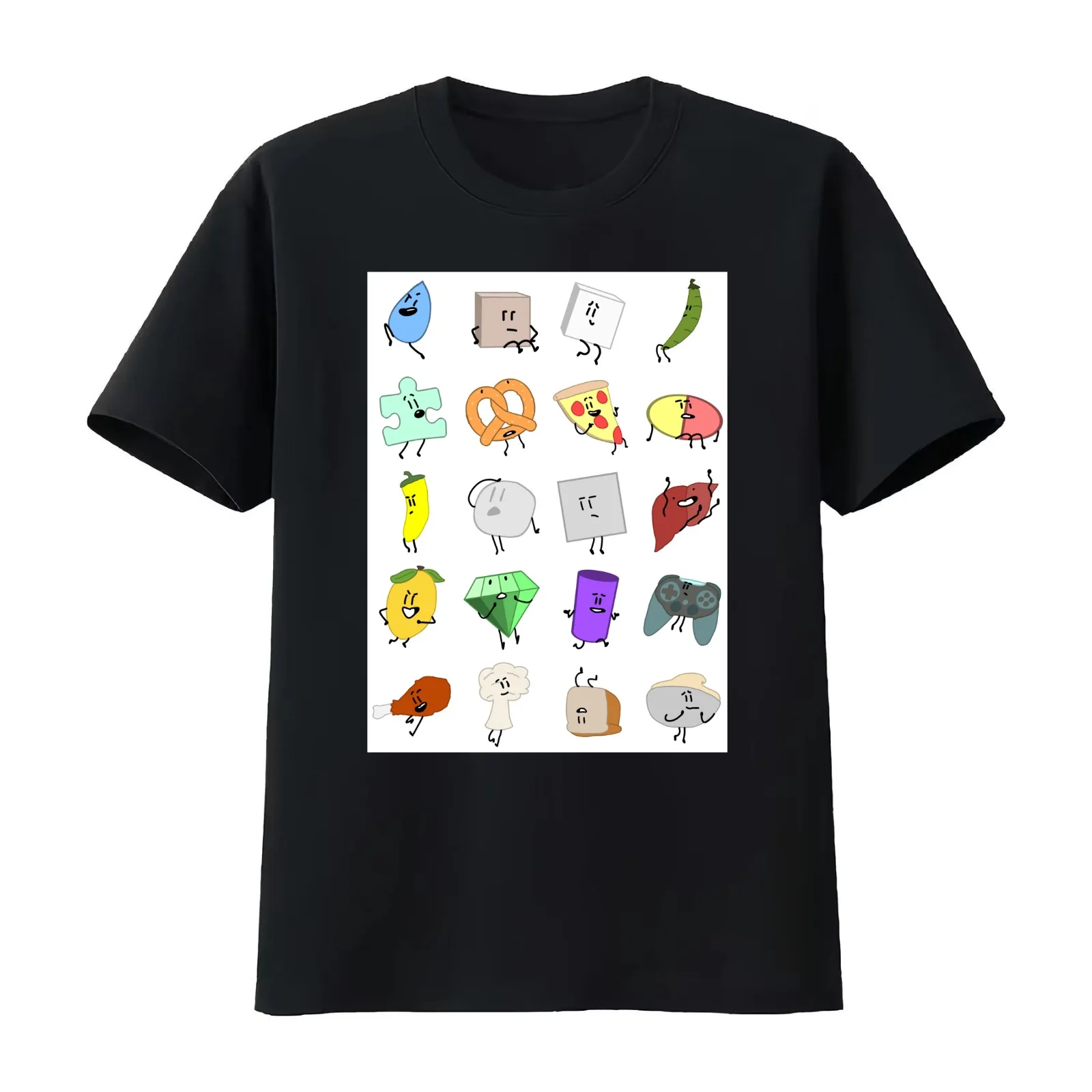 Object Onslaught Characters T-Shirt Summer Casual Cotton Tee Oversized Streetwear Tops Vintage Graphic Print 100% Cotton