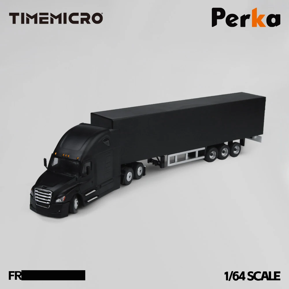 

TimeMicro 1:64 Container Truck Black Painting Simulation Alloy Car Model for Collection&Display&Gift