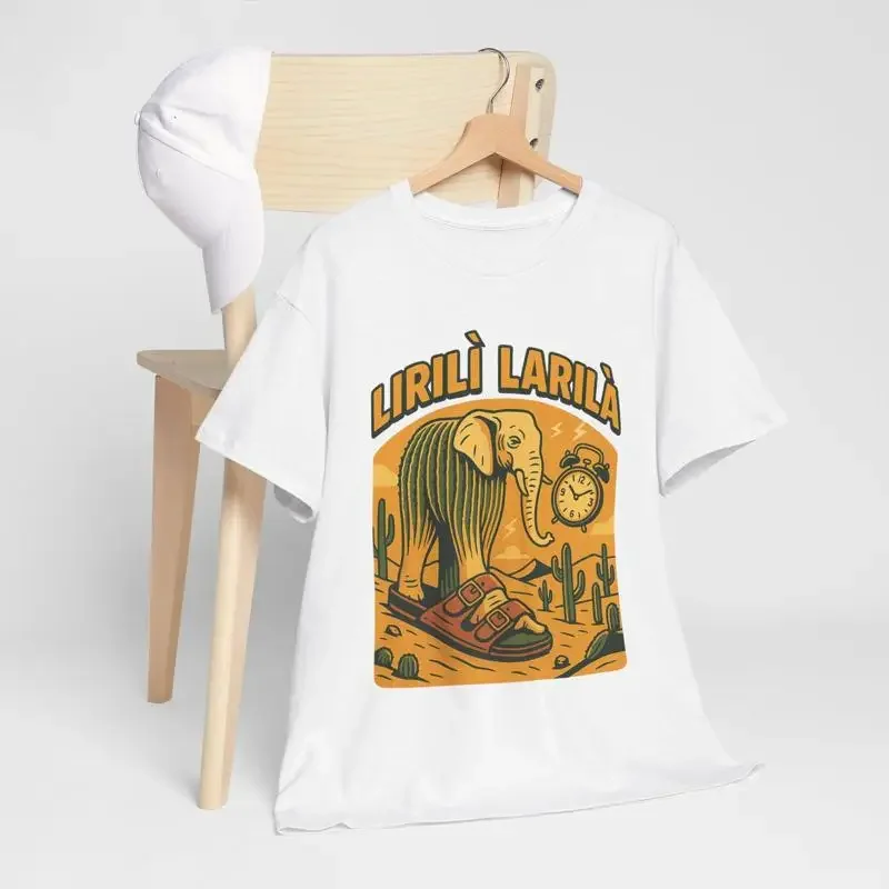 Lirilì Larilà Italian Brainrot Meme T Shirt Vector Cactus Elephant Design Surreal Desert Animal