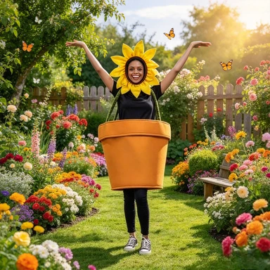 Funny Sunflower Potted Plant Costume Cosplay Outfit Stage Performance Wear Role Play Masquerade Dress
