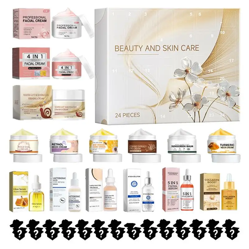 

Skincare Advent Calendar 24 Days Countdown Calendar Skincare Products Set Cosmetic Advent Calendar for Holiday Parties