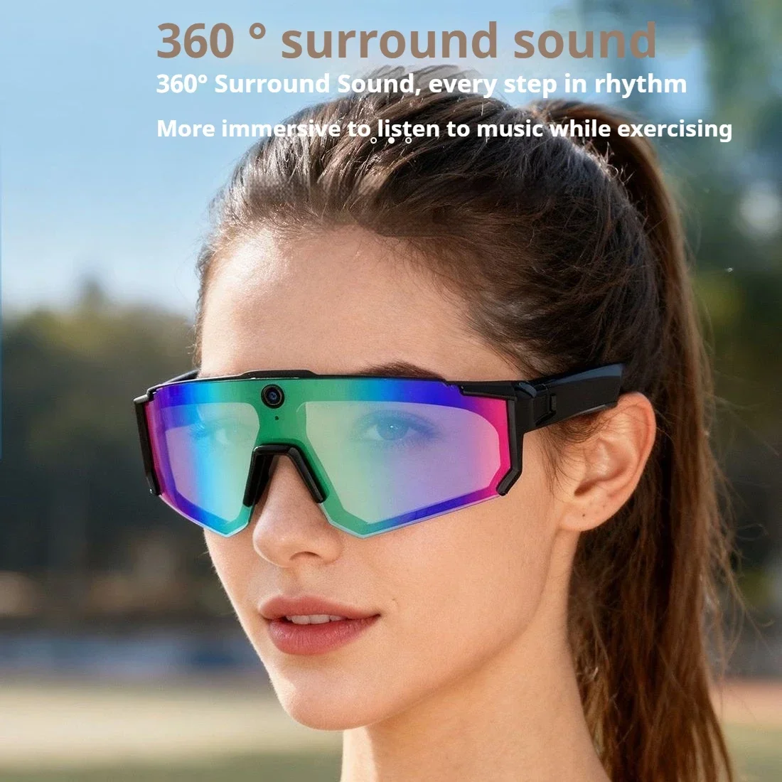 V06 AI Bluetooth Riding Glasses With Camera UV Protection HD Photo Video Real Time Translation Outdoor Cycling Goggles