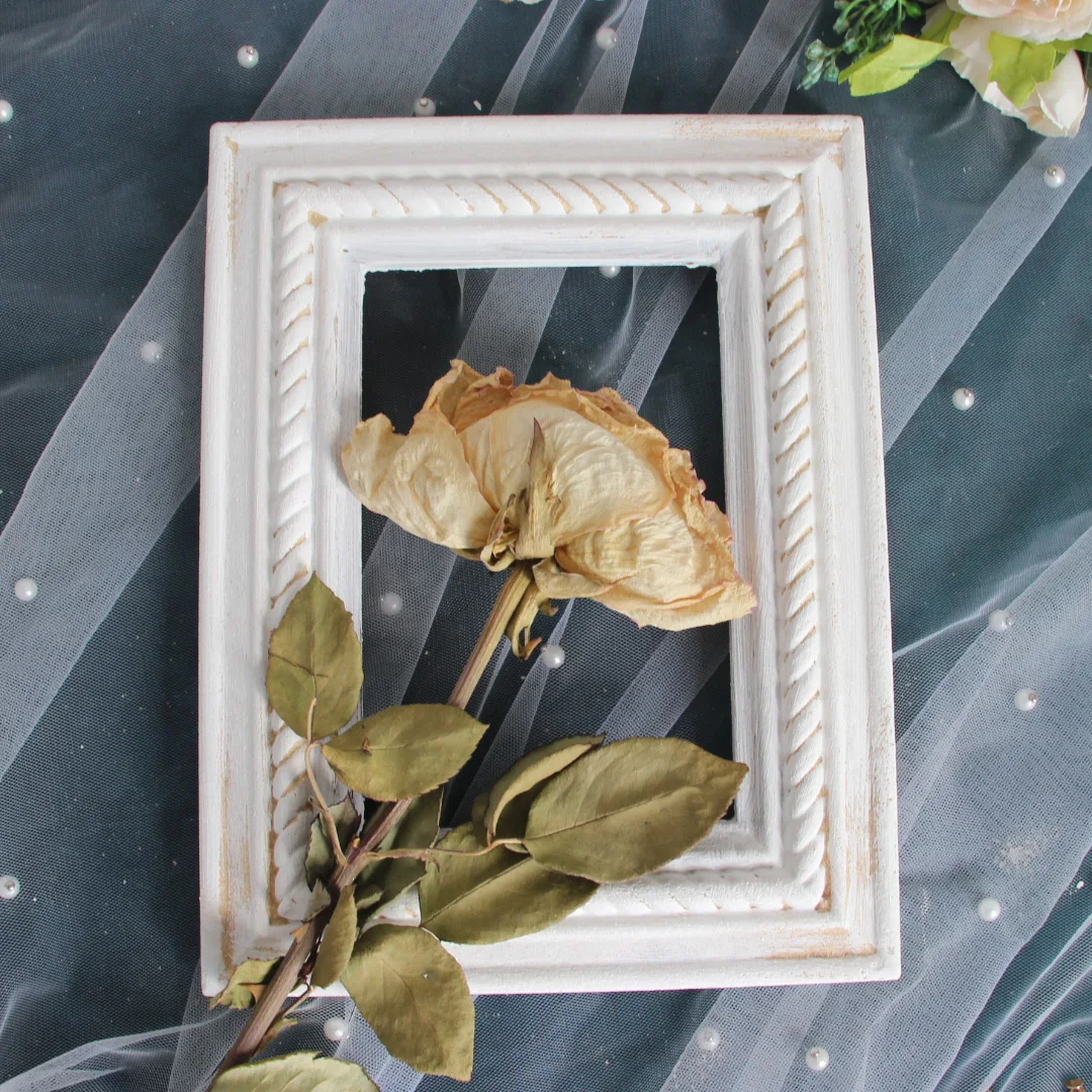 Vintage Double-Line Wooden Photo Frame Rectangular Photography Prop Nail Art Background Board for Home Decor