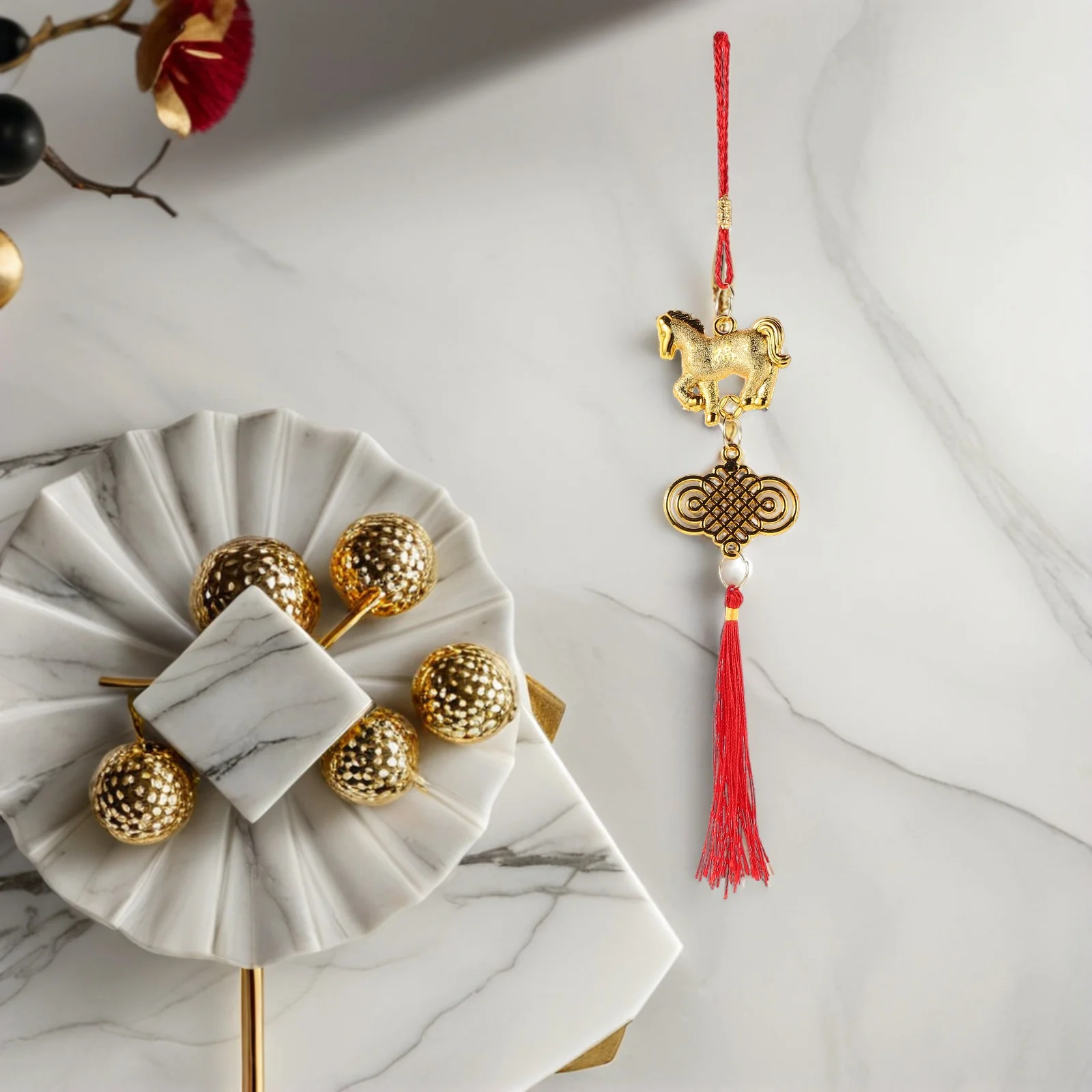 

12Pcs Horse Hanging Ornament 2026 Year of The Horse Tassel Pendant Chinese New Year Decorations for Home Car Feng Shui Lucky