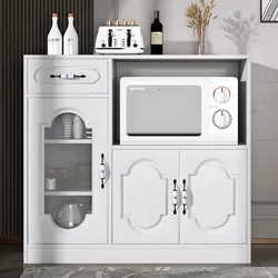 Kitchen Pantry Cabinet Storage Islands Cupboard for Living Room Dinning Room Sideboard Buffet Wine Cooler Adjustable Shelves