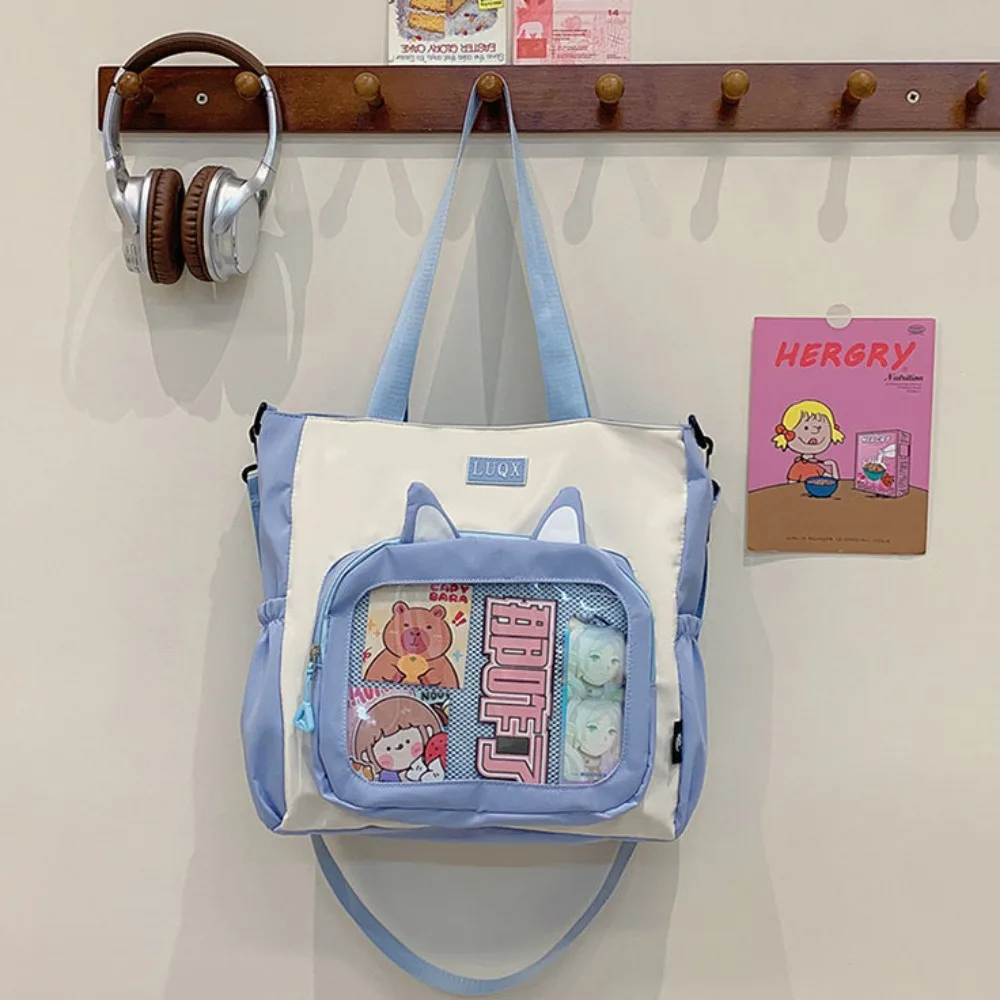 

Sweet Cat Ear Transparent Itabag Nylon Multifunction Transparent Crossbody Bag Large Capacity Wallet Shoulder Bag DIY