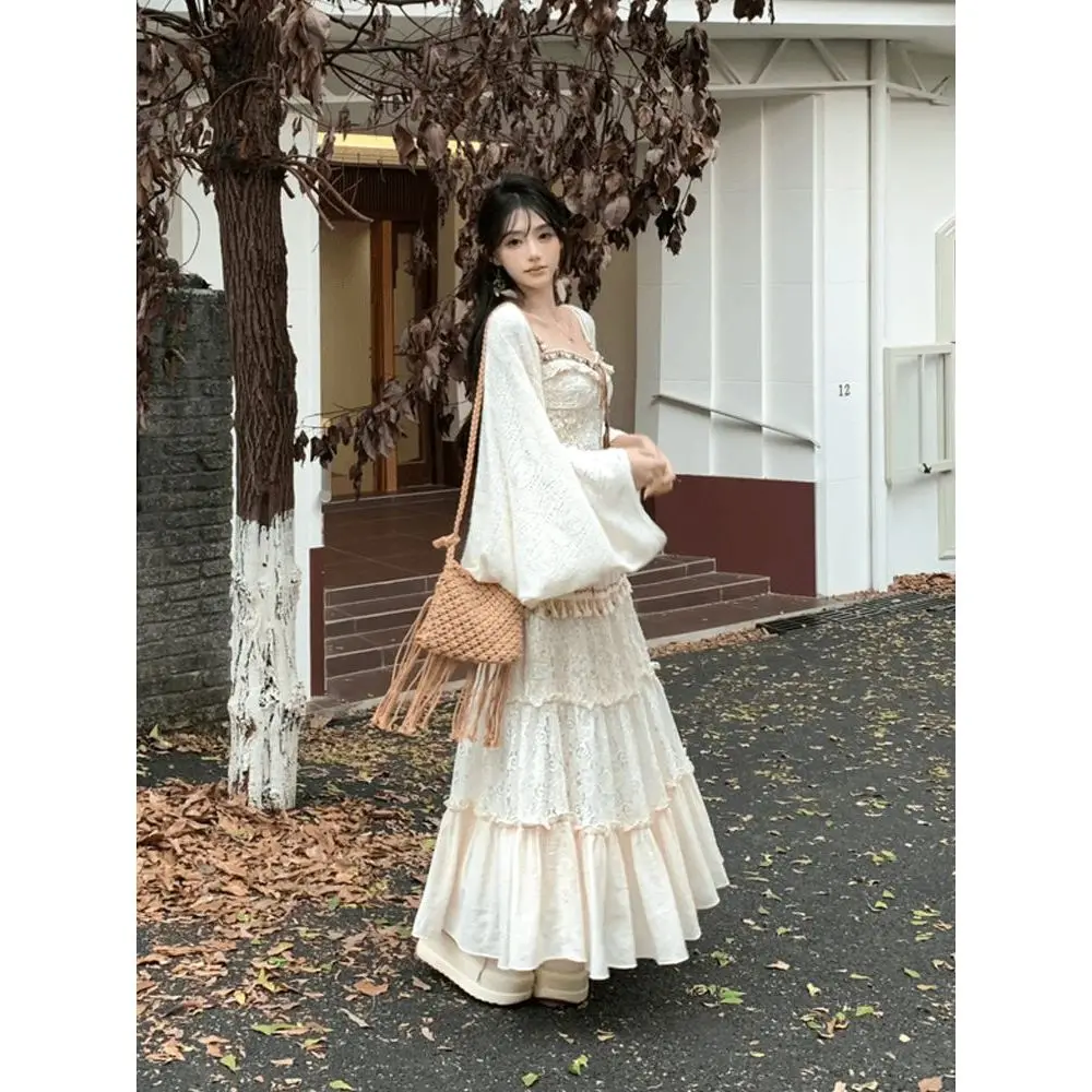 

N Этнический тяжелый открытый кардиган, тюнер, утягивающая юбка, комплект из футболки, осень 2021, новинка Sle, женская мода