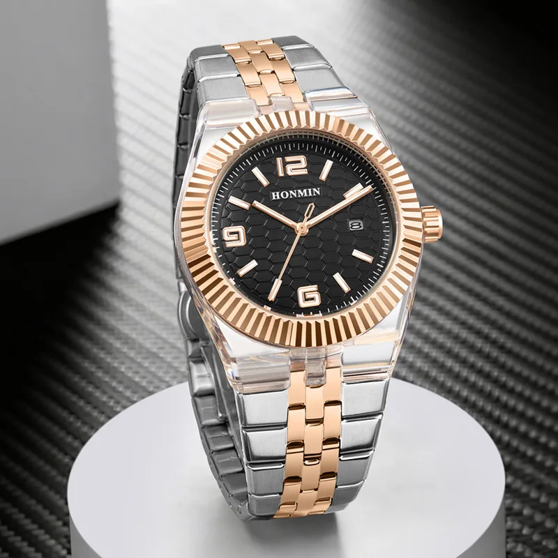 Foreign trade cross-border watch business men's watch luminous waterproof high-sense steel belt quartz watch spot**