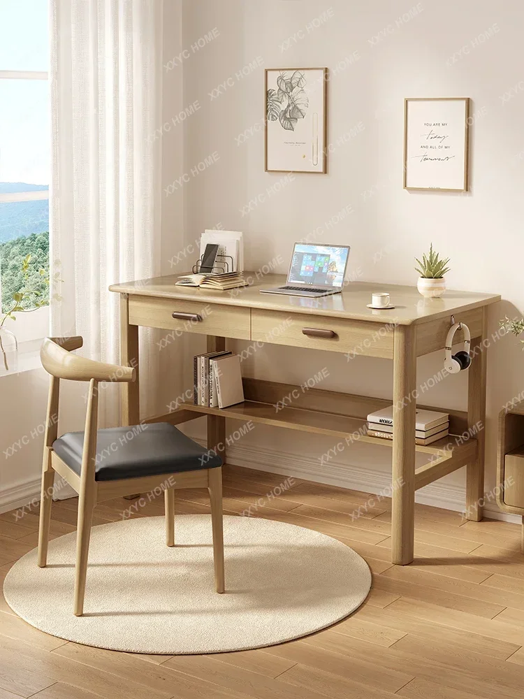 Children's Solid Wood Desk Student Household Computer Desk Small Apartment Study Writing Desk