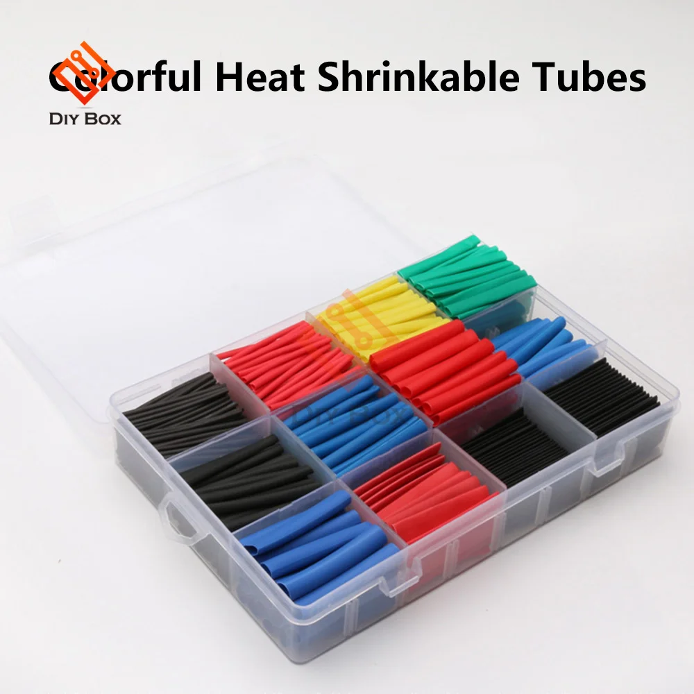 100/140/150/625/780/800pcs Set Polyolefin Shrinking Assorted Heat Shrink Tube Wire Cable Insulated Sleeving Tubing Set 2:1