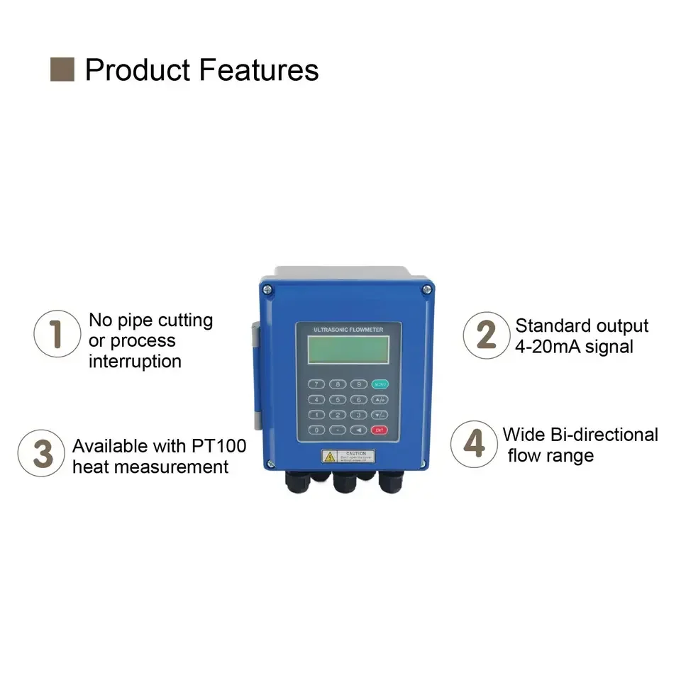 DN50-700 Ultra.sonic Wa.ll Mounted Fixed Type Digita.l Liquid Flow Sensor Inline Wa.ter Flowmeter Pipe Mea.surement