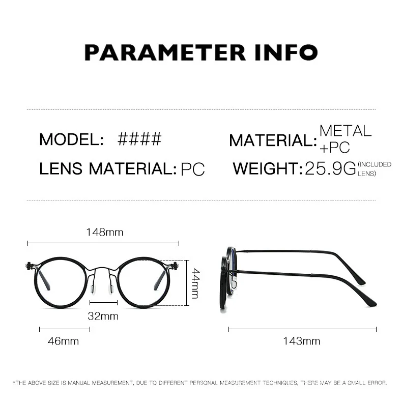 Vintage Lesebrille Anti Blaues Licht Gläser Männer Luxus Runde Rahmen Presbyopie Brille Klare Linse Männer Frauen Metall Gläser – Detail 9
