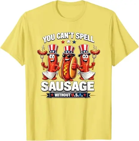 Du kannst die Wörter „Wurst ohne USA“ nicht aufreißen, wenn du das 4. Juli Amerika-Flaggen-T-Shirt Y2k „Stolzer Amerikaner“ mit patriotischem Grafik-Aufdruck für Herrenkleidung nennst. – Detail 7