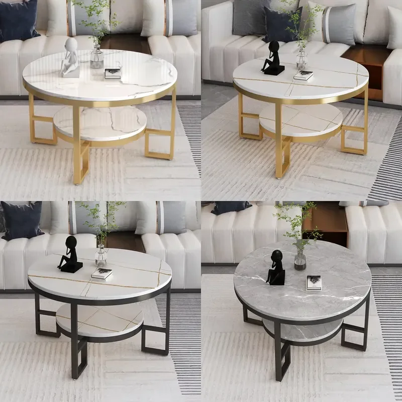 Nordic Marble Coffee Table Light Square Table Living Room Small Apartment Simple Household Rectangular Coffee Table