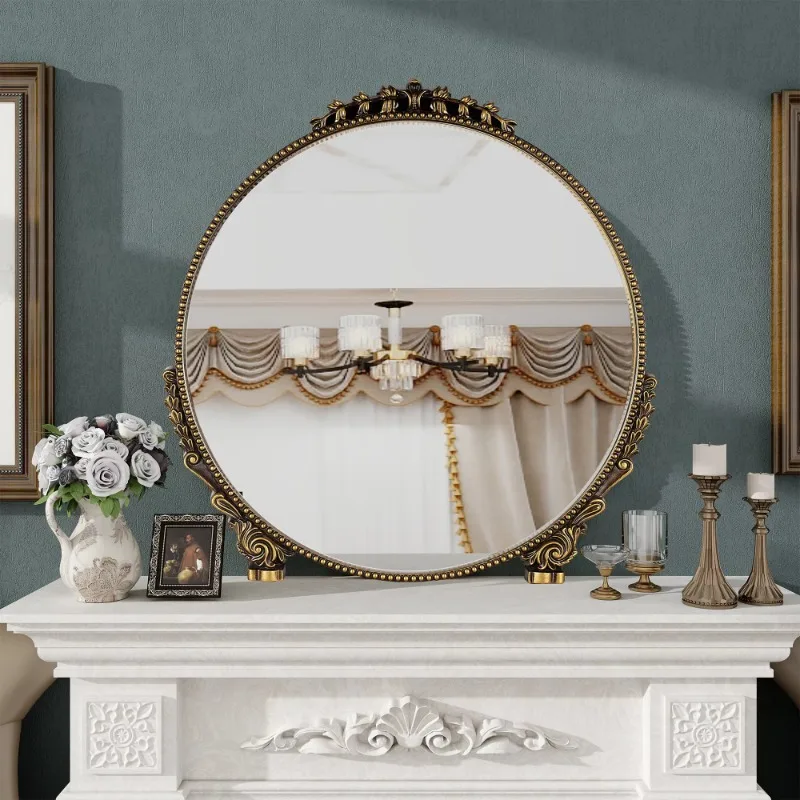 Baroque Decorative Antique Wall Mirror for Living Room Entryway Powder Room