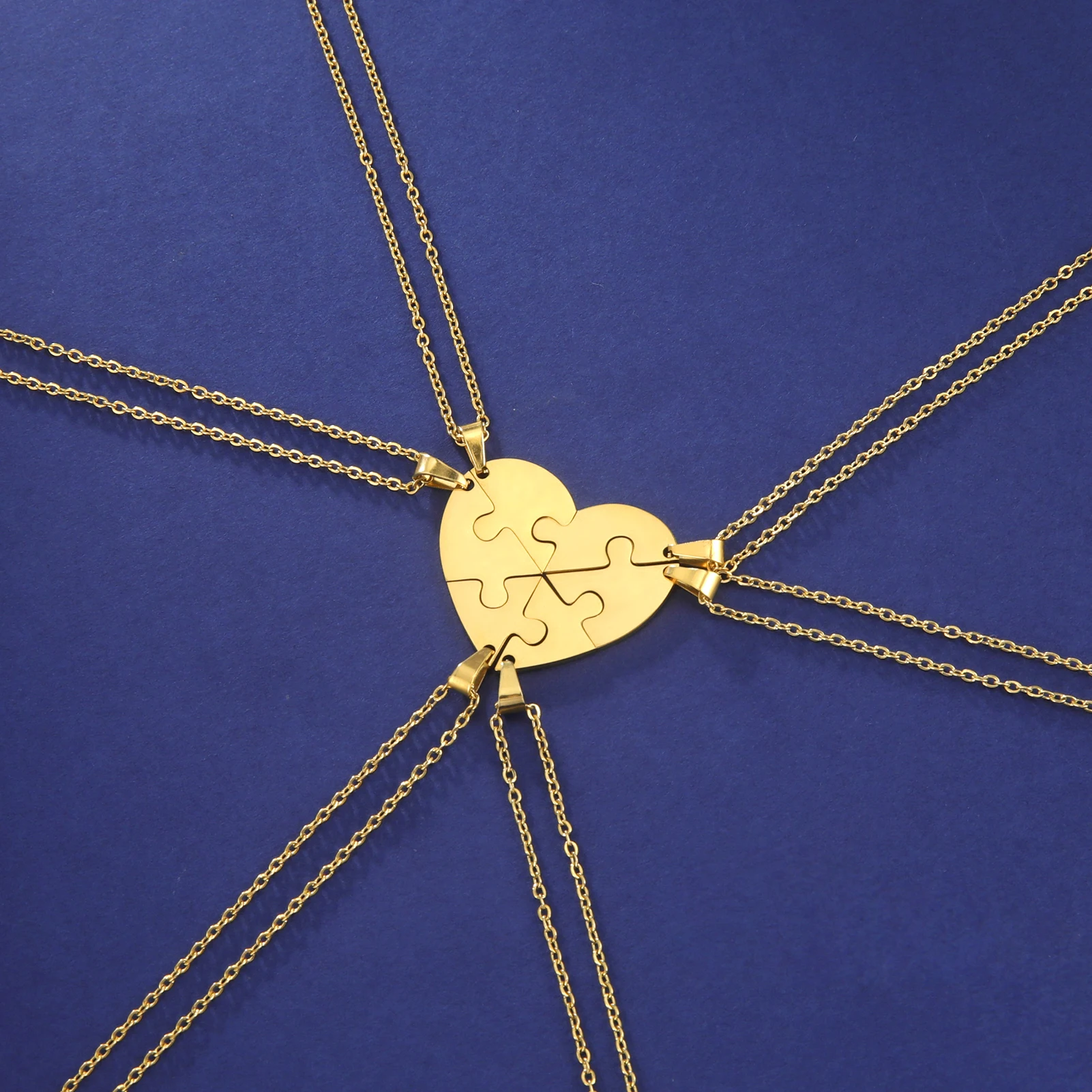 Kkjoy Fashion Stainless Steel Gold Color Six valve Puzzle Heart Pendant Necklace For Women Jewelry Couple Lover Gift Wholesale