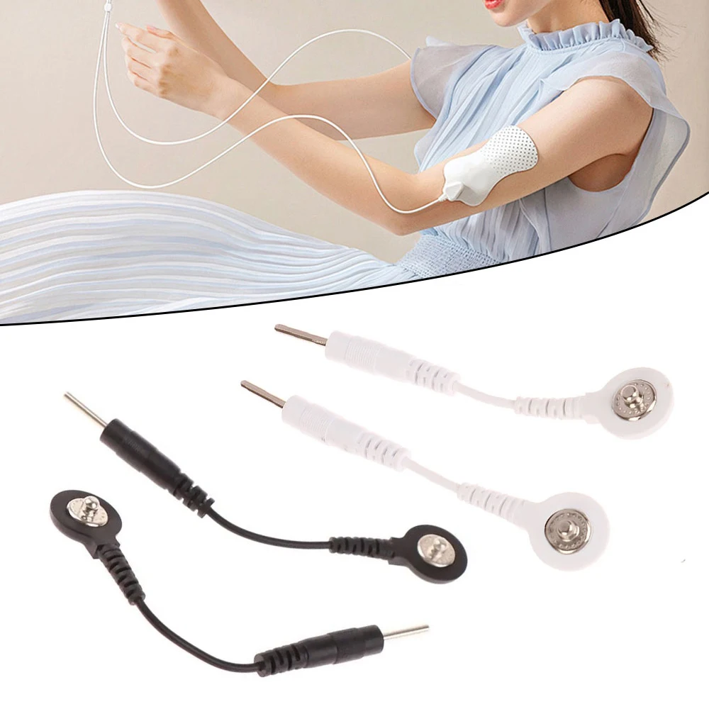 2pcs Plug 2.0mm Snap 3.5mm Male Connector Cable Electrode Lead Wire Connecting Cables Use for Tens/EMS Massage Machine Device