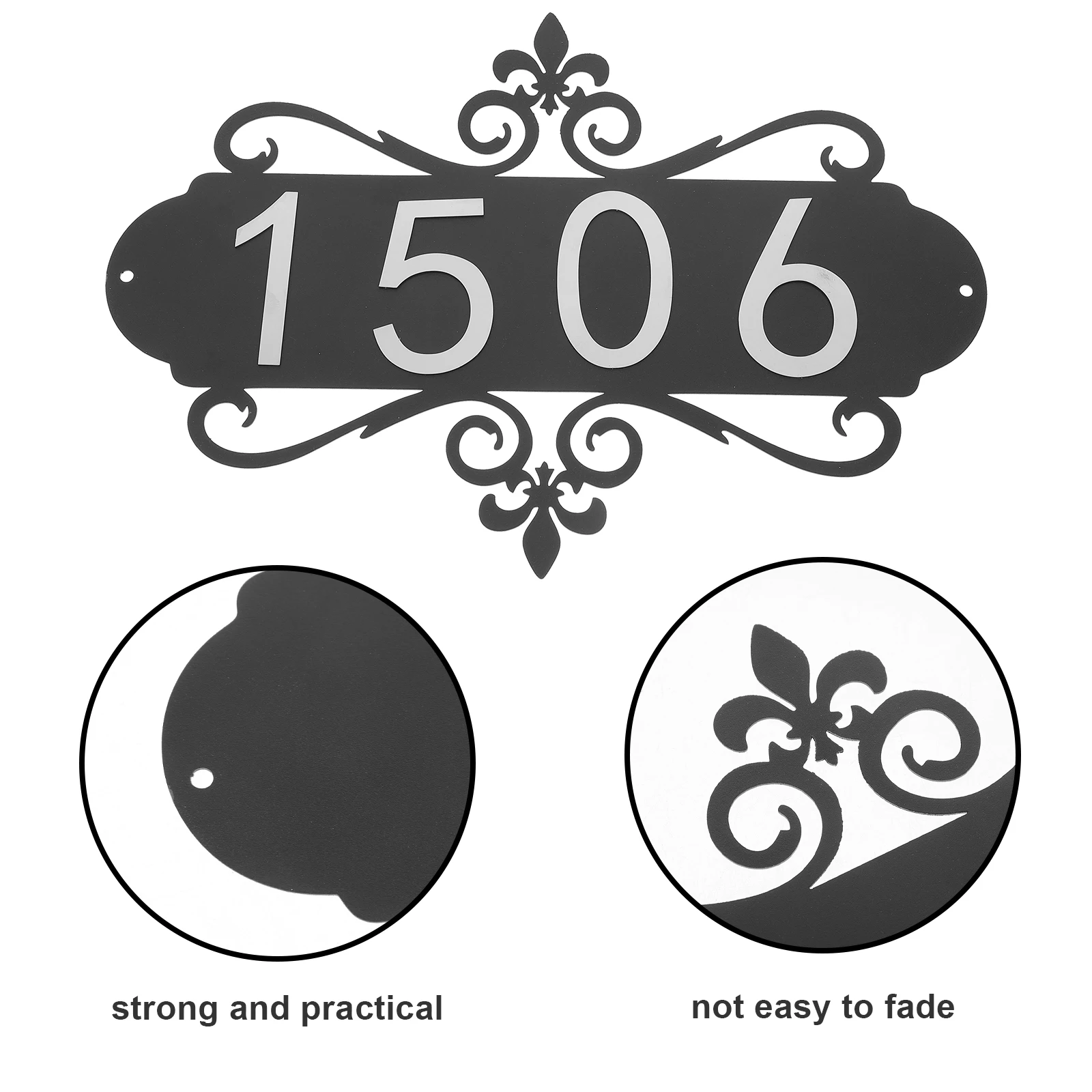 

1 set Address Numbers Iron Decorative Sign Plate Durable House Number Plaque for Door Mailbox Hotel Garage