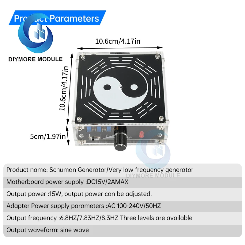 DC12 2A Schumann Wave Generator Sinus Frequentie Modulatie Signaalgenerator 15W Vermogen Verstelbaar Met Shell DC Interface