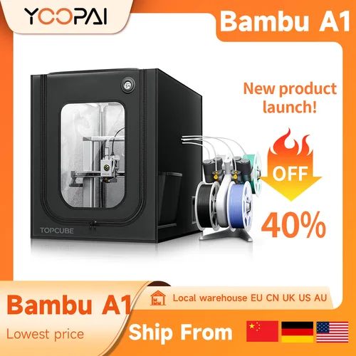 Caja de impresora 3D YOOPAI para Bambu Lab A1/A1 mini carcasa de gran tamaño con luz LED ignífuga impermeable a prueba de polvo negro