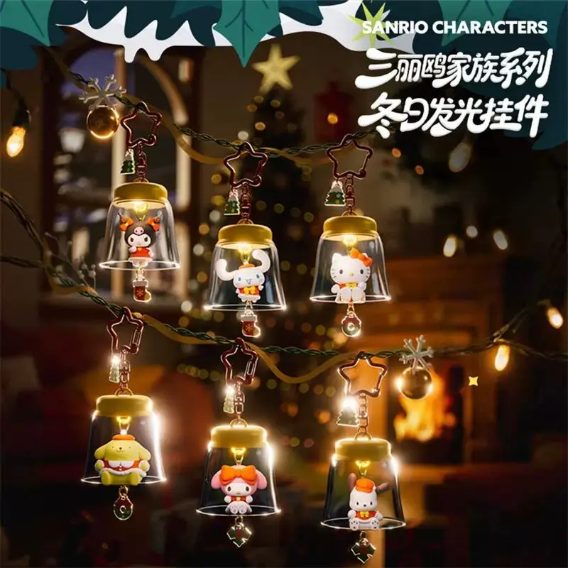

Hot Sanrio's Keychain Kawaii Hello Kitty Kuromi Winter Glowing Pendant Ins Korean Student Toy Cartoon Anime Friend Birthday Gift