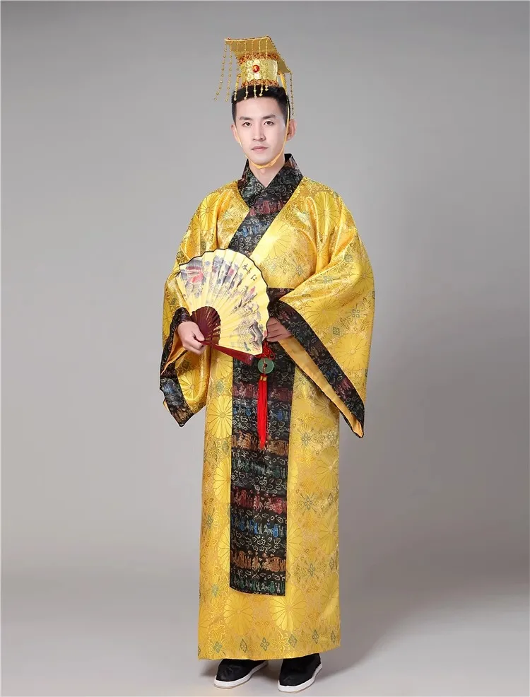 Imperador chinês Cosplay traje masculino, vestido antigo Hanfu, antigo rei Tang, chapéu do palco Incldue