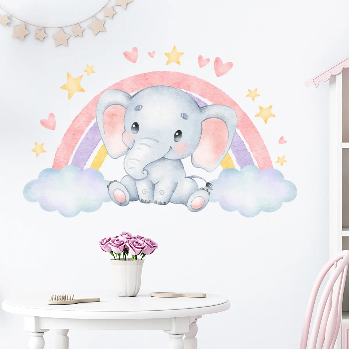 Niedliche Elefanten Wandt attoos Baby Kinderzimmer Kinderzimmer Wand dekoration Regenbogen Wanda uf kleber für Kinderzimmer Schlafzimmer Kindergarten