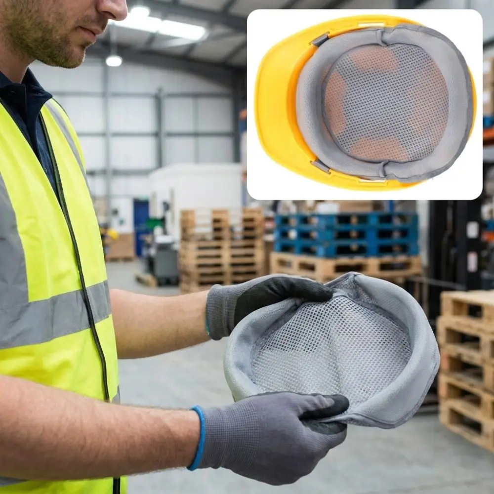 Breathable Mesh Summer Safety Helmet Liner Moisture-wicking Ventilated Safety Cap Cooling Pad Washable Non Slip Fitting