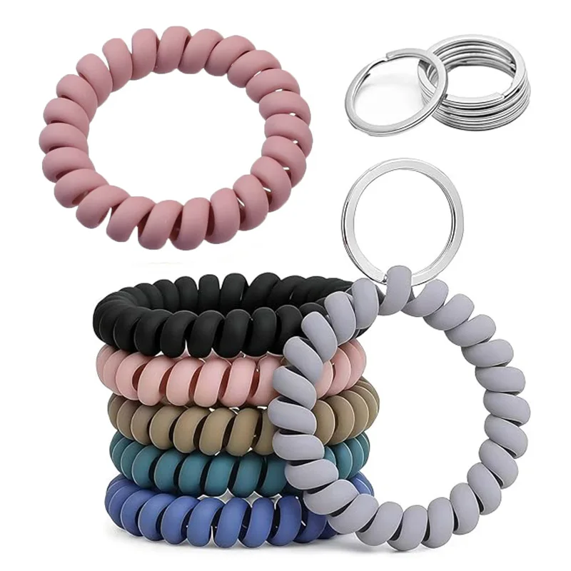 30PCS elastic spiral coil wrist keychain, spring wristband keychain, suitable for saunas, gyms, sports, and outdoor activities.