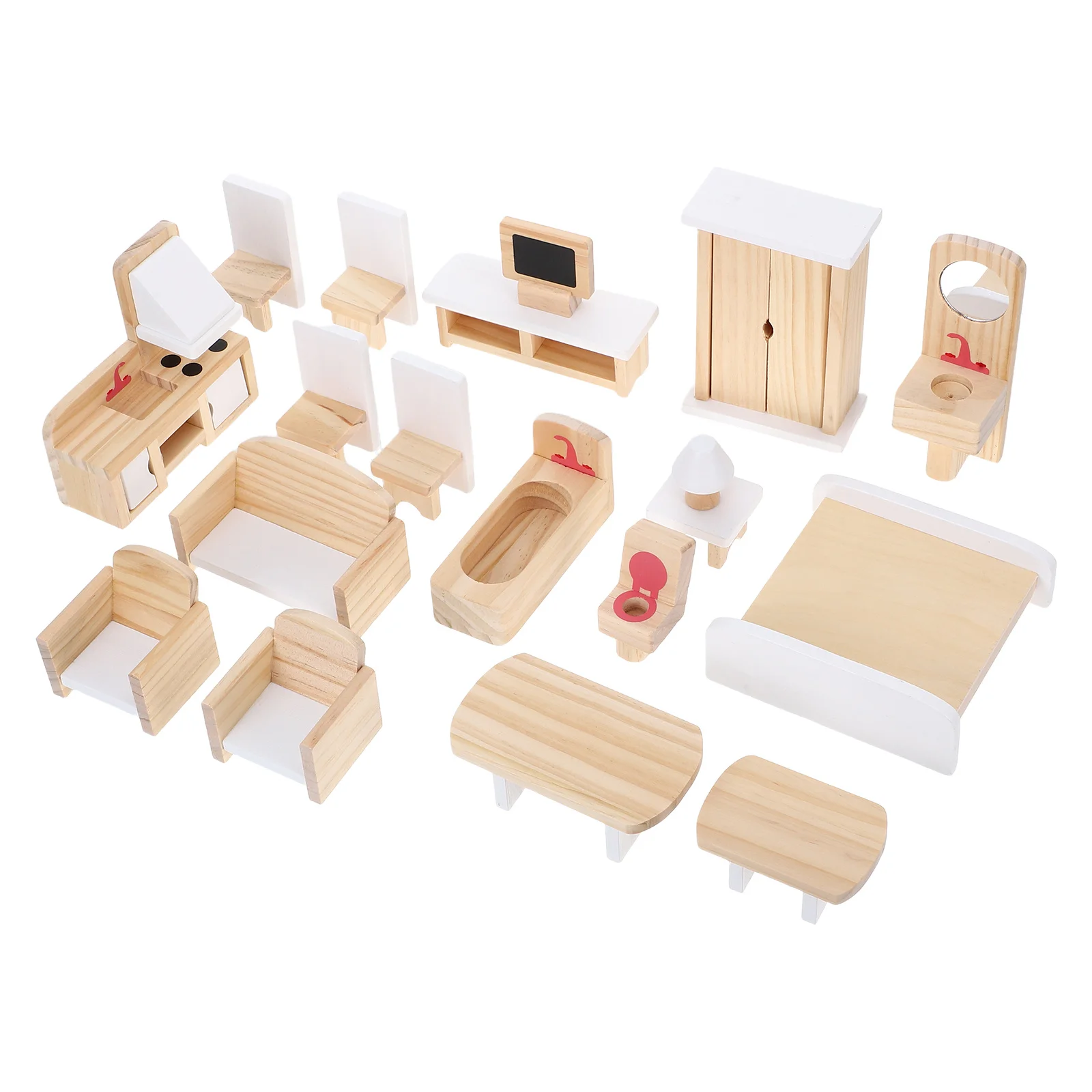 

Mini Wood Furniture Suite for Dollhouse Interior Small Scale Cabinet Desk Chair Set for DIY Home Decor Craft Kits