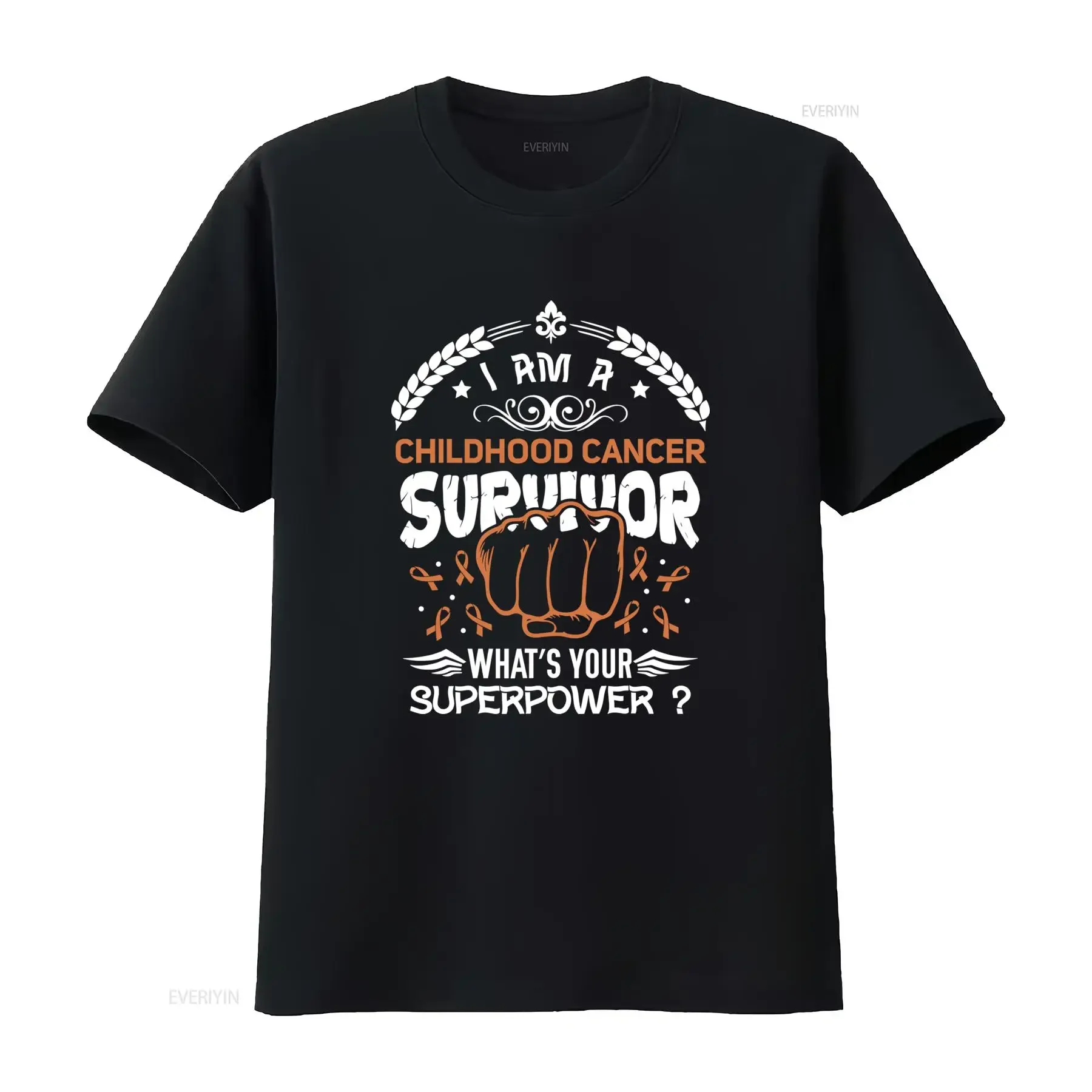 Childhood Cancer Survivor T Shirt Comfortable Made in USA S 5XL What's Your Superpower vintage Washed streetwear Stretched