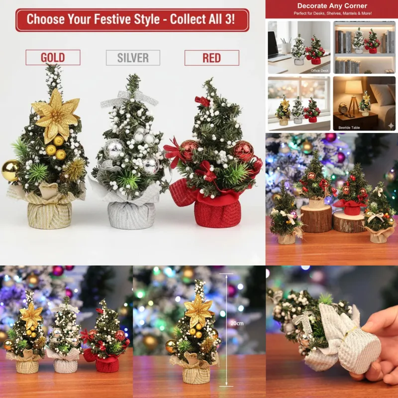 

Mini Christmas Tree 20cm Tabletop Christmas Tree Decoration Holiday Window Display Ornament Perfect Christmas Tree Gift Kids New