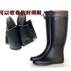 Foldable Travel Rain Boots Rain Boots Ultra-High Lightweight Rubber Flat Shoes Fishing Car Washing Rainproof