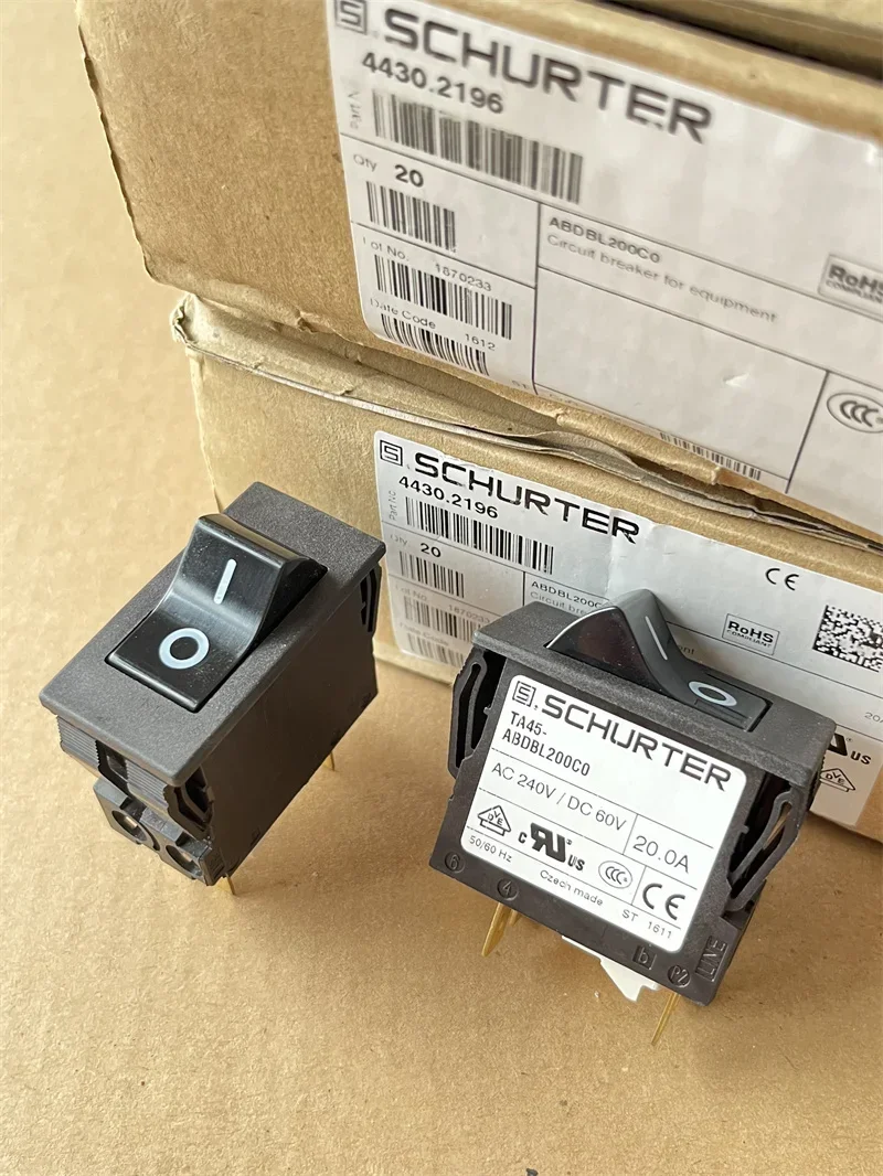 

4430.2196 TA45-ABDBL200C0 imported SCHURTER circuit breaker switch 20A genuine, NEW NEW