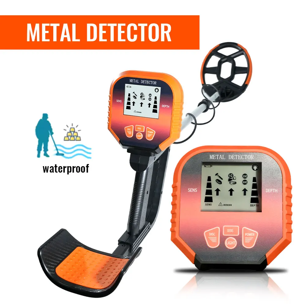 Detector de metais subterrâneo profissional scanner de profundidade com tela lcd busca detector de ouro caçador de tesouros pinpointer