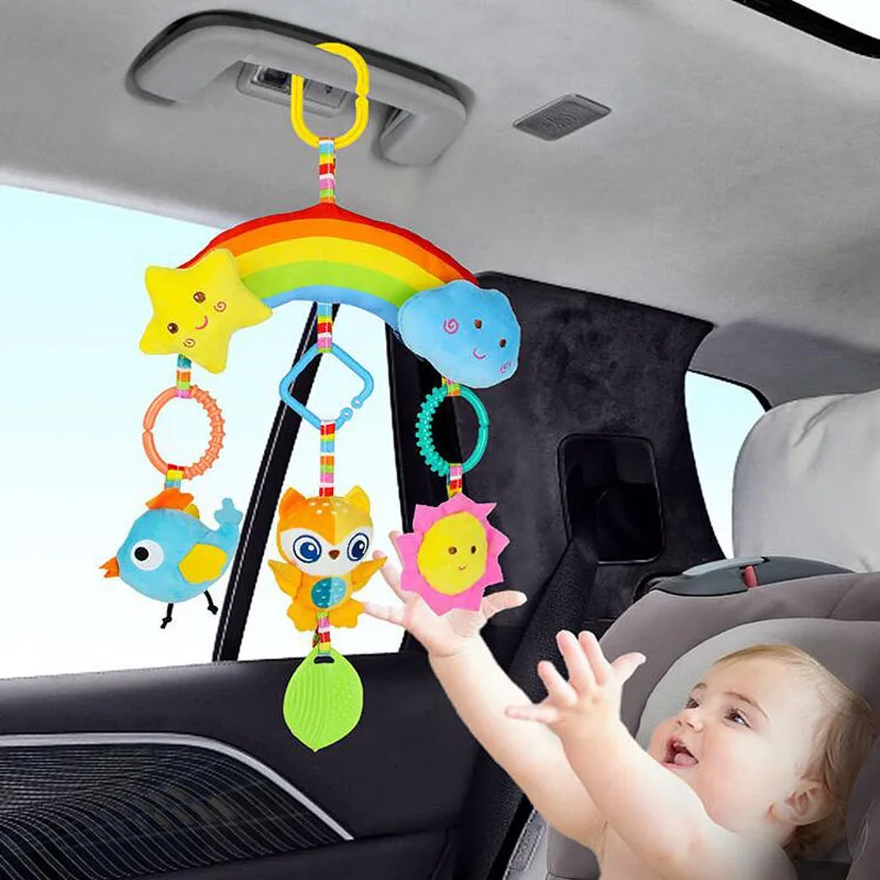 Baby Car Seat Toys for 0-6 Month with Baby Rattles Soft Newborn Activity Sensory Toys for Car Seat Crib Mobile Stroller Toy