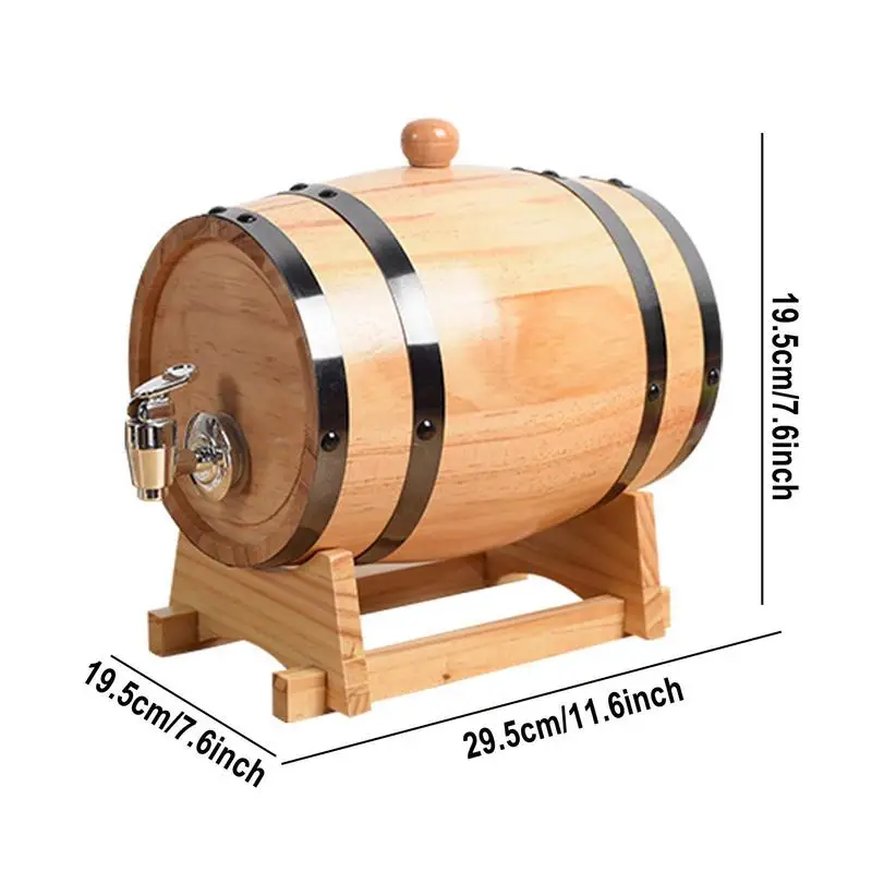 1L Wood Wine Barrel Vintage Oak Home Brewing Accessory Wine Keg Large Capacity Storage Container Tequila Wine Whiskey Dispenser