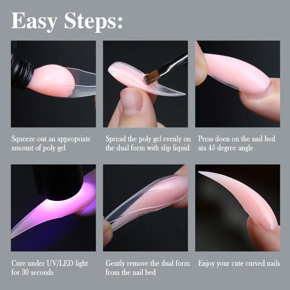 Hot Multiple Shapes Available Dual Form Molds Full Coverage Acrylic Nail Extension Molds DIY Reusable Nail Molds Home