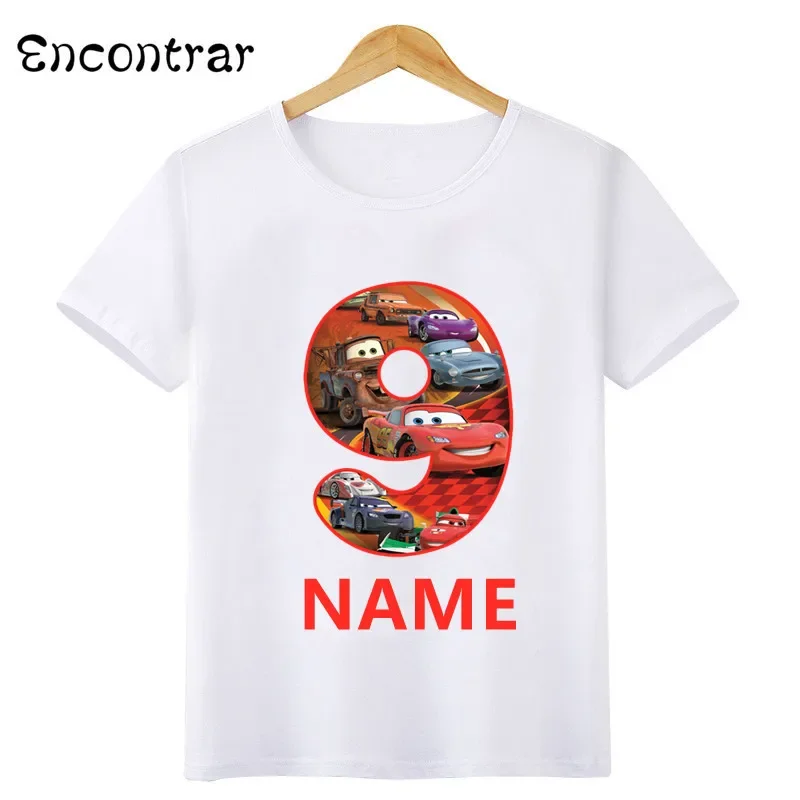 Disney Pixar Lightning McQueen Boys T Shirt เด็กเสื้อผ้า1 2 3 4 5 6 7 8 9ปีวันเกิดเด็กเสื้อยืดเด็กเด็กผู้หญิงเสื้อ