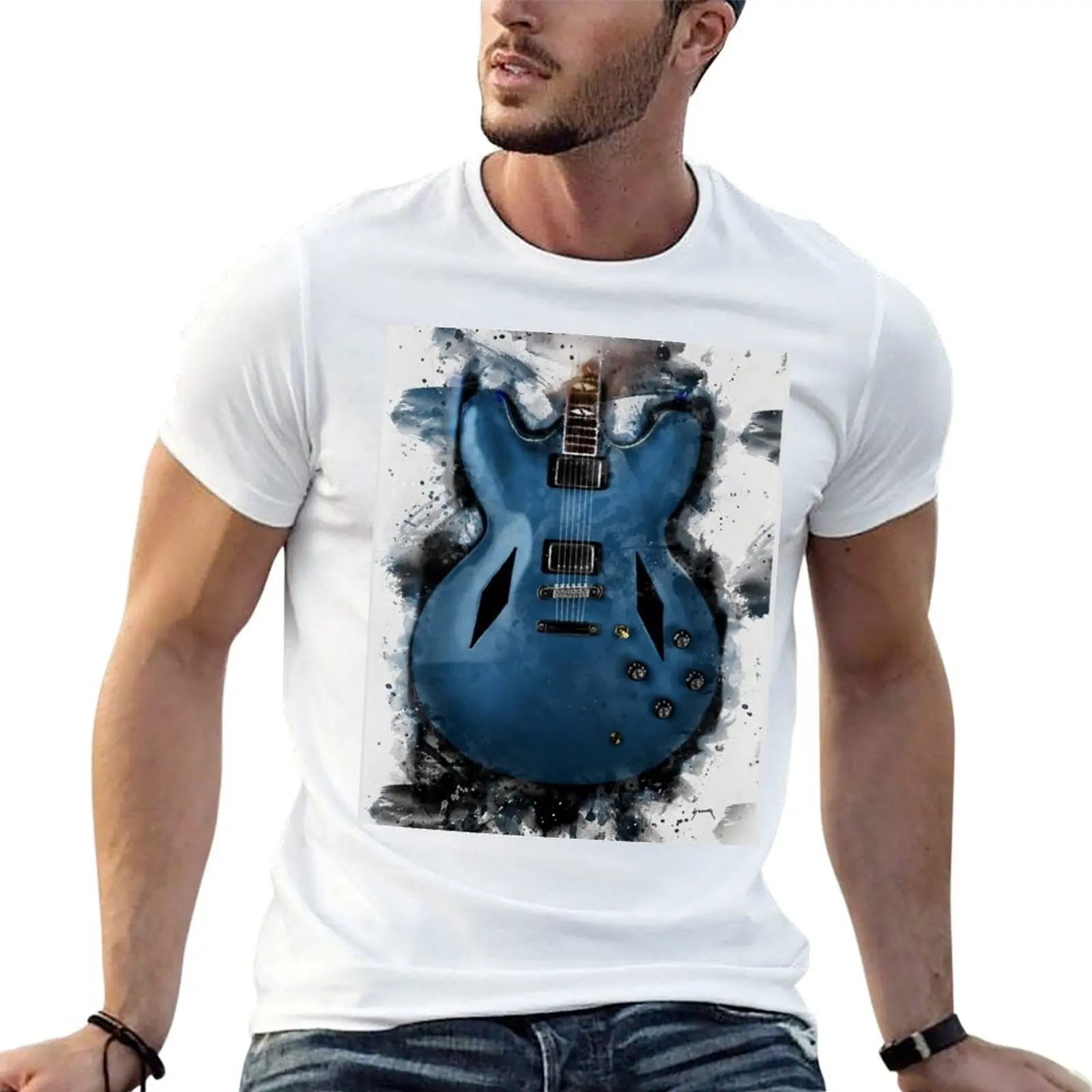 

Dave Grohl's electric guitar T-Shirt mens graphic t shirts t shirts for man slim fit man t shirt luxury T-Shirt