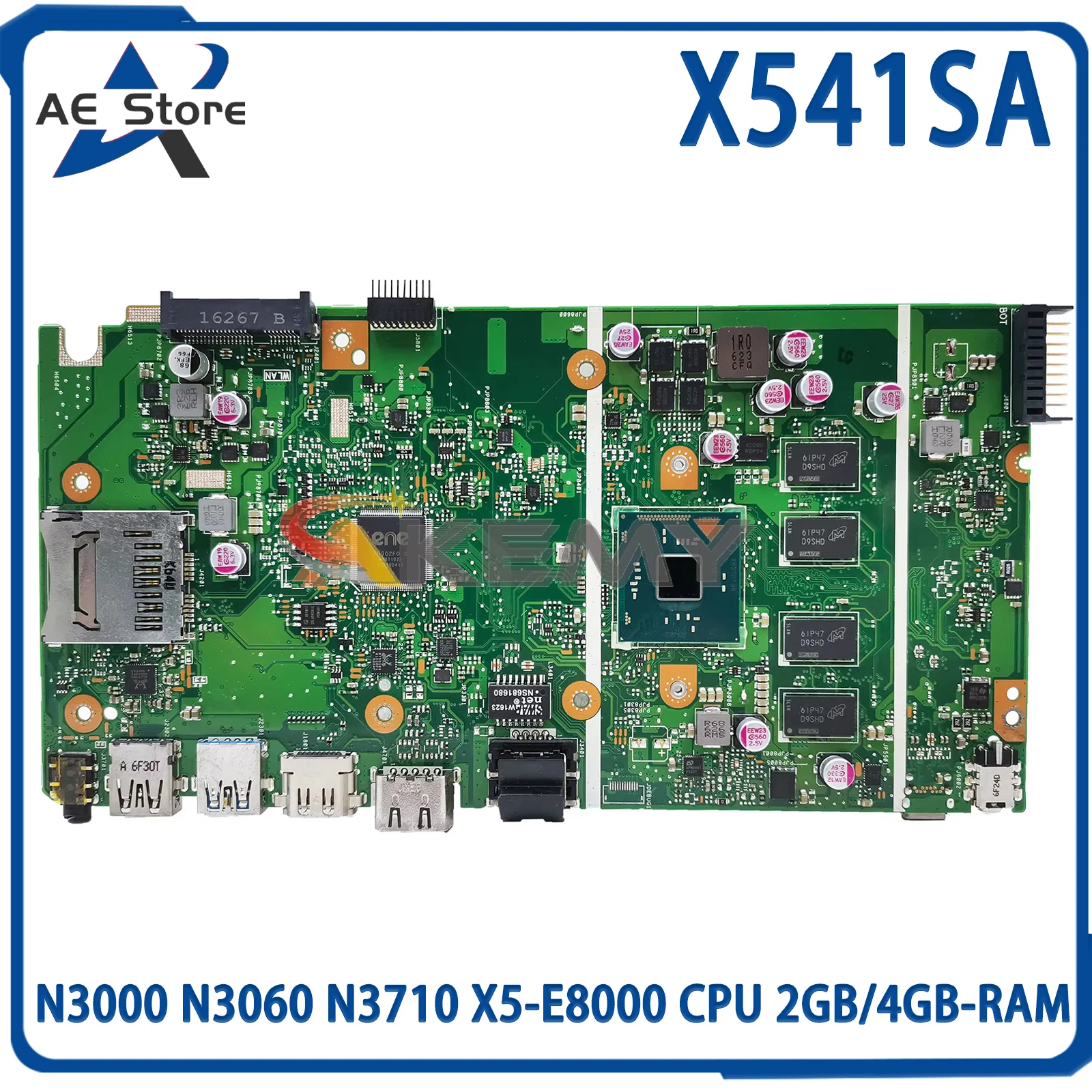 

AE X541SA Laptop Motherboard For ASUS X541S F541S A541S Mainboard N3000 N3060 N3710 X5-E8000 CPU 2GB/4GB-RAM