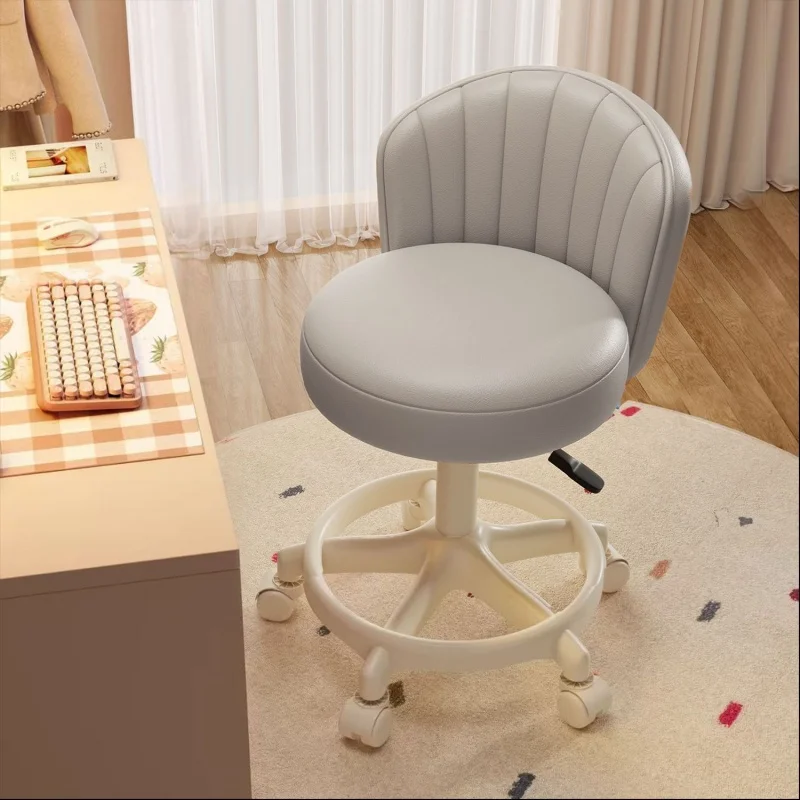 360° Rotating Chair Height- adjustable Makeup Stool Bedroom Dressing Table Chair with Wheels Backrest Chair Vanity Chairs