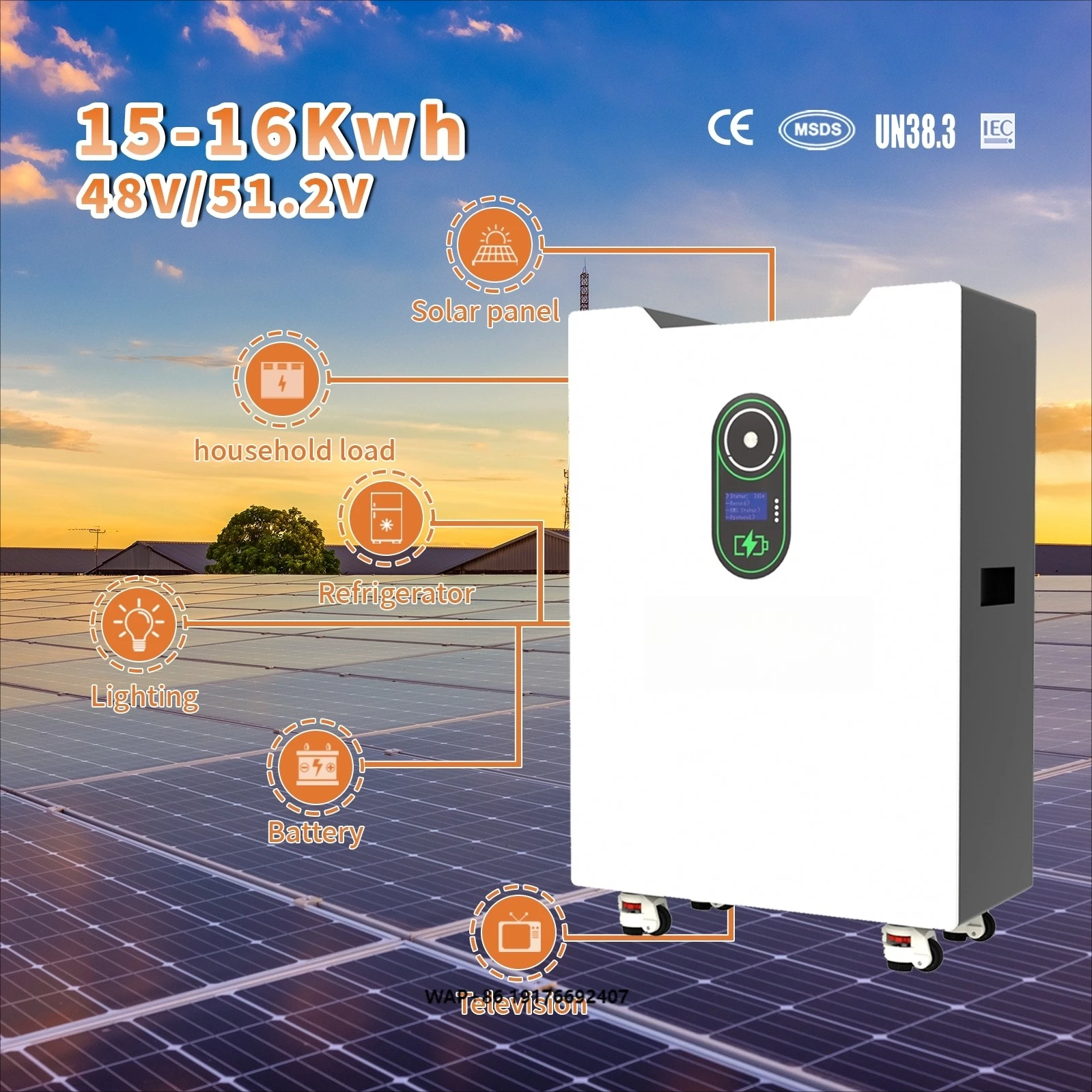 CE 15kva 300ah Bms Lifepo4 16s 48v Batterie Solaire Lithium 320ah Lipo Battery for Home