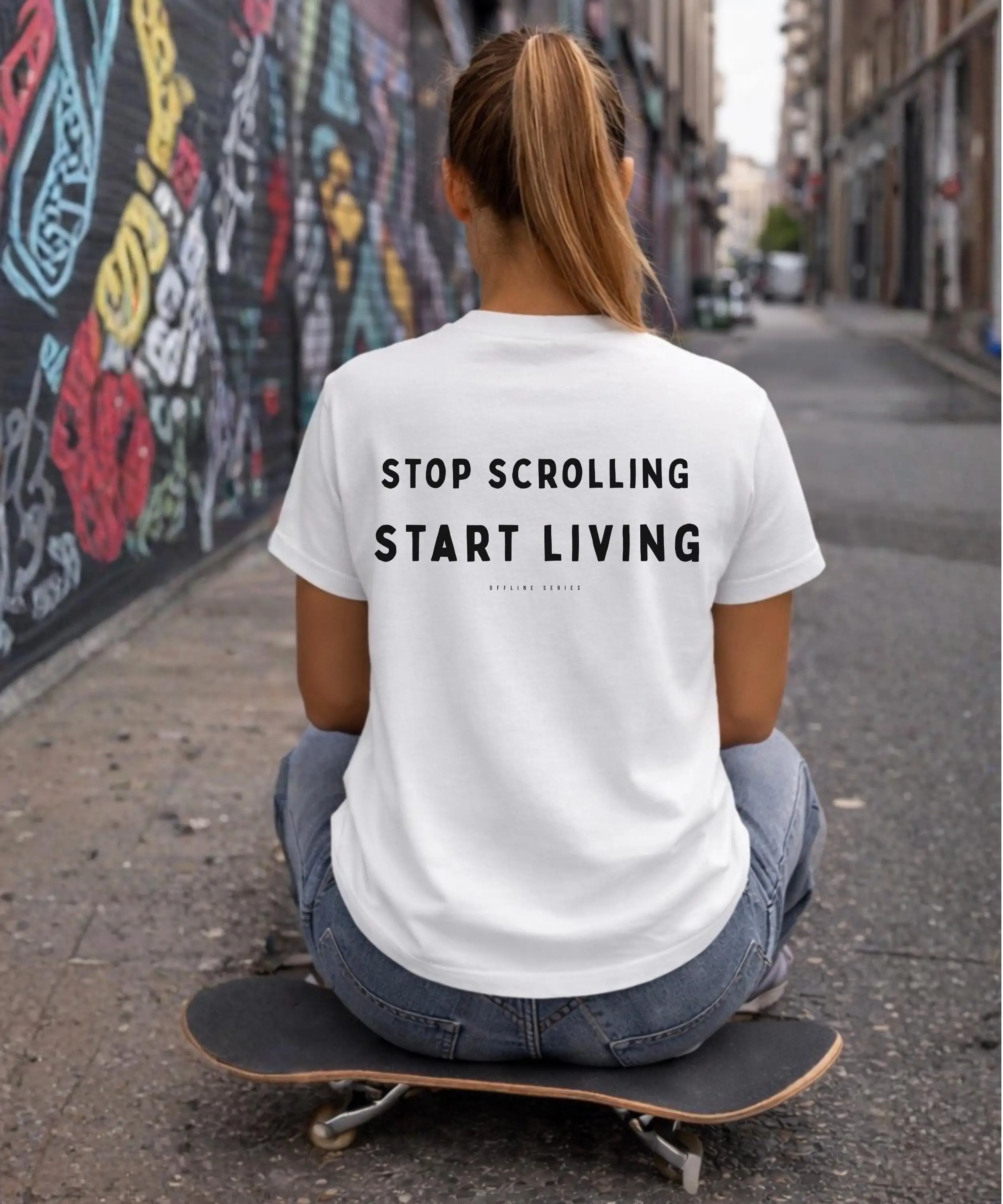WiFi Off Shirt, Stop Scrolling Start Living Tee, Minimal Digital Detox T-Shirt, Unisex Streetwear Quote, OFFLINE SERIES Unisex